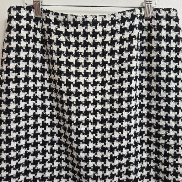 Liz Claiborne Vintage Y2K Old Money Preppy Wool Blend Tweed Houndstooth Skirt 14 - Picture 2 of 11
